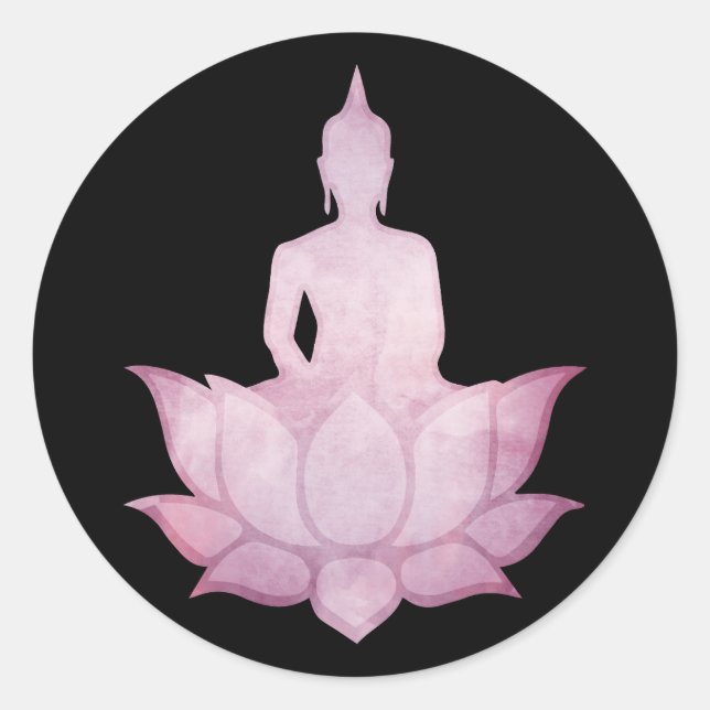 Pegatina Redonda Buda en Lotus Pink (Anverso)