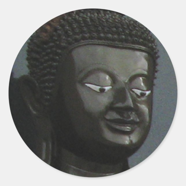 Pegatina Redonda Buda negro... Nong Khai, Isaan, Tailandia (Anverso)