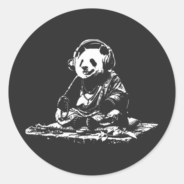 Pegatina Redonda Buda Panda (Anverso)