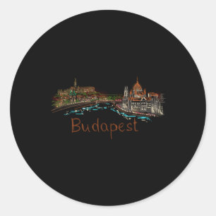 Pegatina Redonda Budapest Hungría