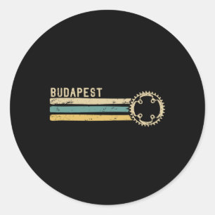 Pegatina Redonda Budapest Hungría Vintage Retro 70s 80s Ciclismo