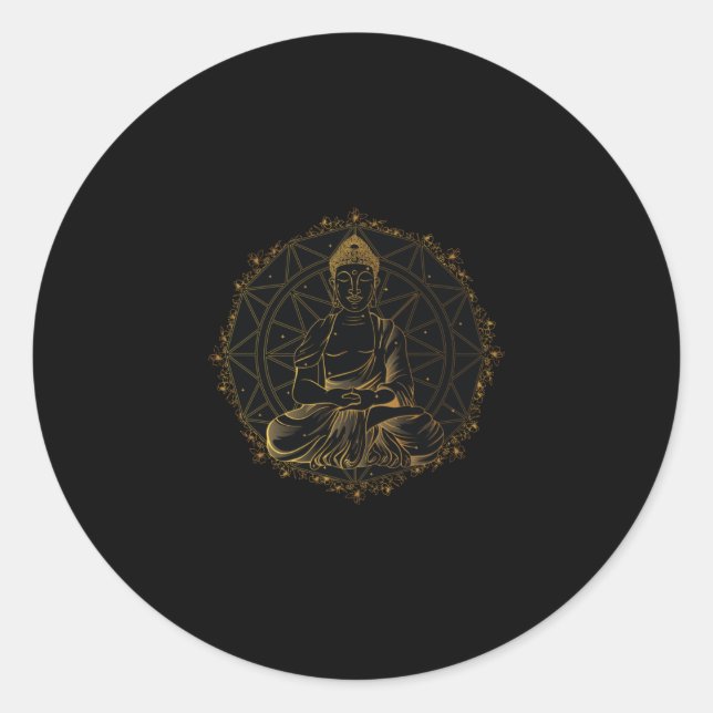 Pegatina Redonda Buddha Mandala (Anverso)