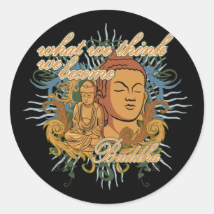 Pegatina Redonda Buddha se convierte en cita