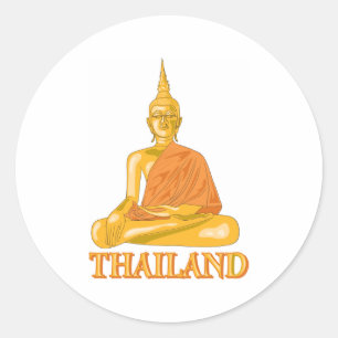 Pegatina Redonda Buddha Thailand