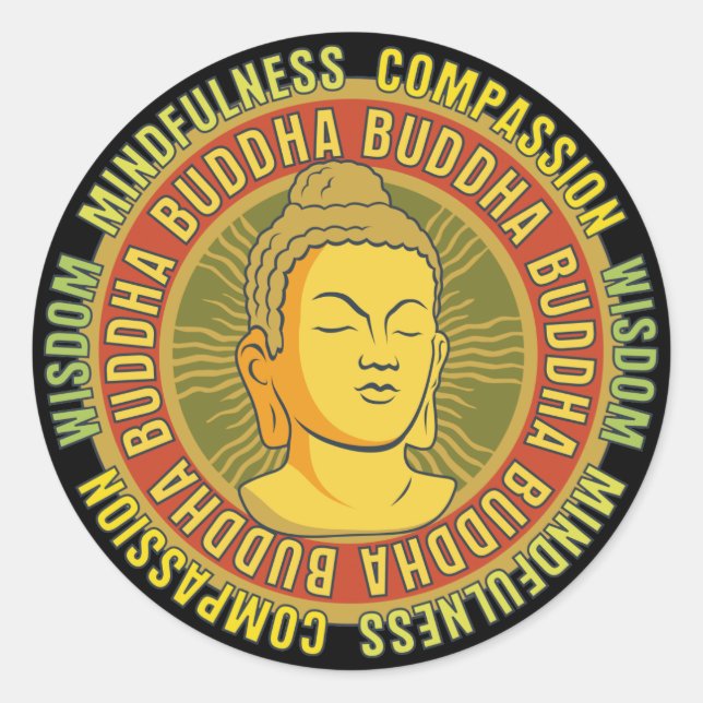 Pegatina Redonda Buddha Wisdom (Anverso)