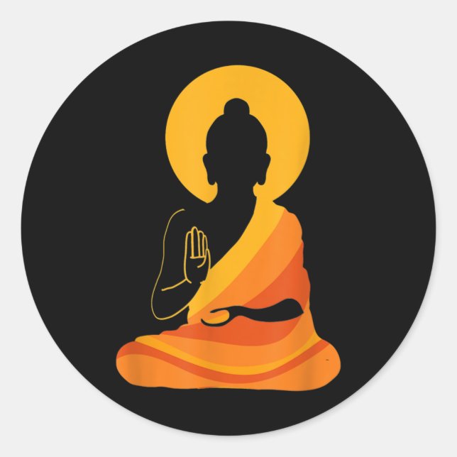 Pegatina Redonda Buddha YingYang Zen Yoga, Relájate, disfruta de la (Anverso)