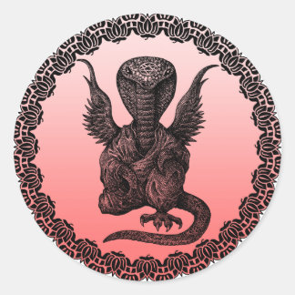 Pegatina Redonda buddhism cobra
