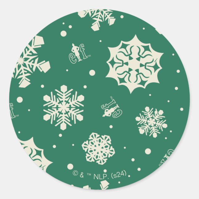 Pegatina Redonda Buddy the Elf Snowflake Pattern (Anverso)