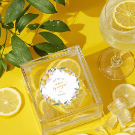 Pegatina Redonda Budget Main Squeeze Lemon Wreath Bridal Shower