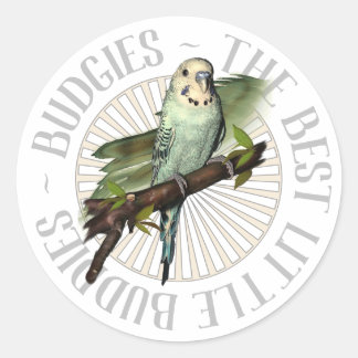 Pegatina Redonda Budgies El Mejor Pequeño Buddies