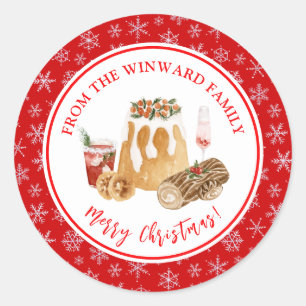 Pegatina Redonda Budín de Navidad para Hornear en Festejos
