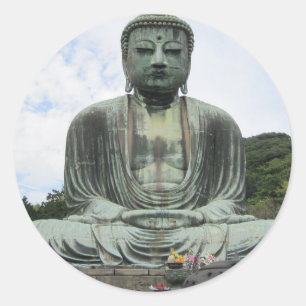 Pegatina Redonda Budismo estatua de Buda
