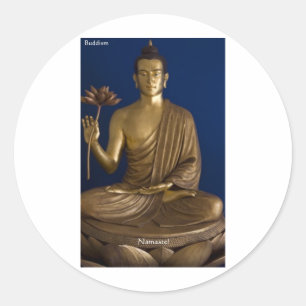 Pegatina Redonda Budismo "Namaste" Regalos Tees Mugs Cartas Etc
