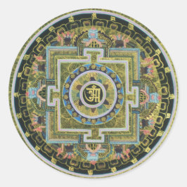 Pegatina Redonda Budismo tántrico tibetano vintage Mandala Thangka