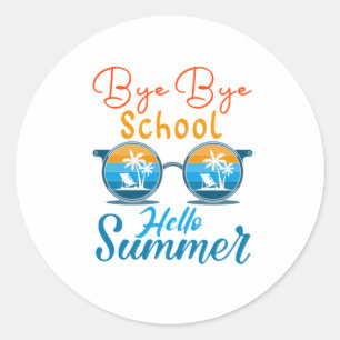Pegatina Redonda buen adiós escuela hola verano
