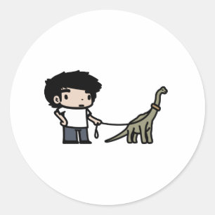 Pegatina Redonda Buen Brachiosaurio