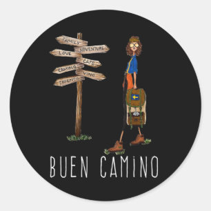 Pegatina Redonda Buen Camino De Santiago Sendero De Peregrinación D