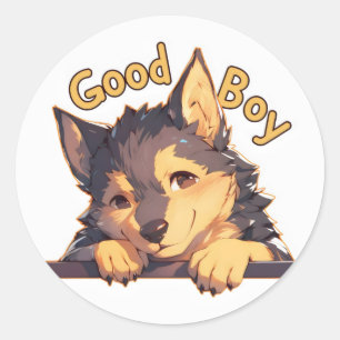 Pegatina Redonda Buen Chico Anime Dog