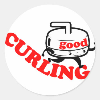 Pegatina Redonda [ BUEN CURLING ] Regalos de retro "tipo de piedra"