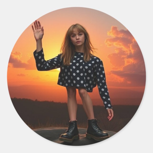 Pegatina Redonda buen día (Anverso)