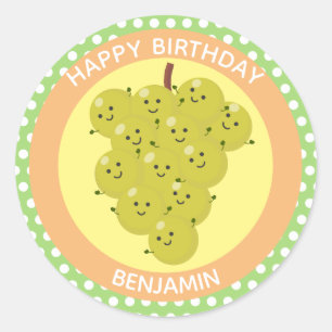 Pegatina Redonda Buen personalizado de la reunión de uvas