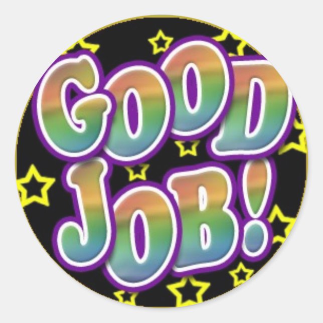 Pegatina Redonda Buen trabajo (Anverso)