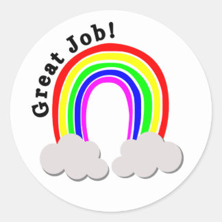 Pegatina Redonda ¡Buen trabajo! Diseño de arco iris