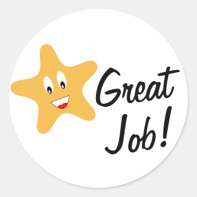 Pegatina Redonda ¡Buen trabajo! Estrella dorada (Anverso)