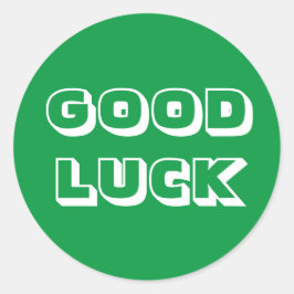 Pegatina Redonda Buena suerte, blanco verde