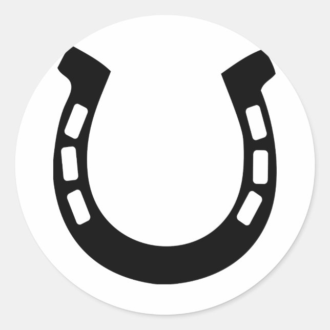 Pegatina Redonda buena suerte herradura (Anverso)