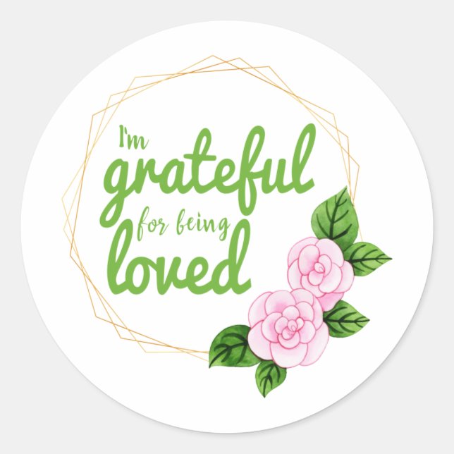 Pegatina Redonda buenas citas positivas para la autoaceptación (Anverso)