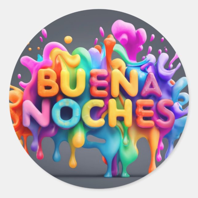 Pegatina Redonda Buenas noches para navidades (Anverso)