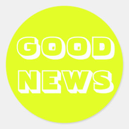 Pegatina Redonda Buenas noticias, felicitaciones, caracter blanco