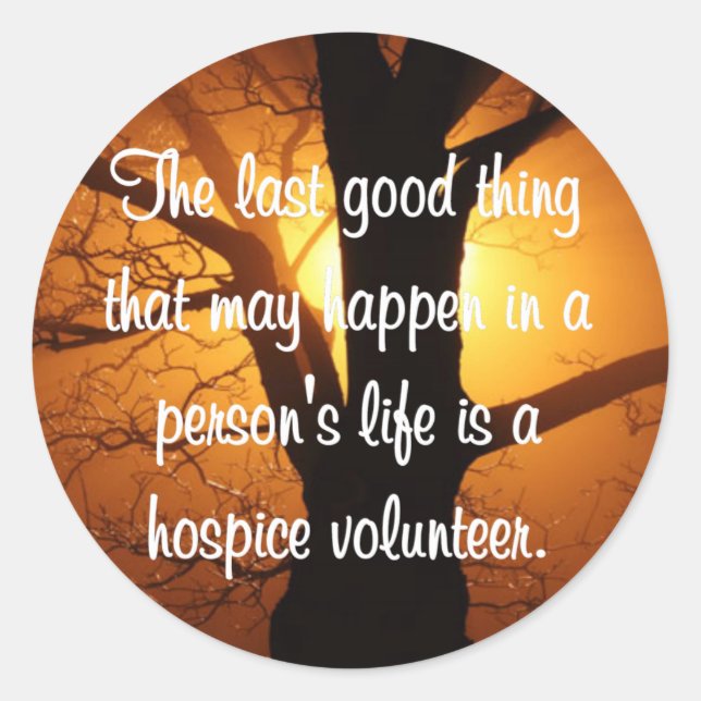 Pegatina Redonda Buenas obras del voluntario del hospicio (Anverso)