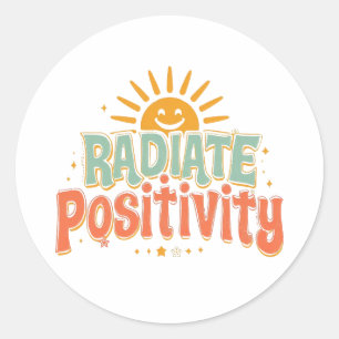 Pegatina Redonda Buenas vibras inspiracionales y felicidad
