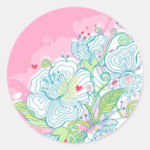 Pegatina Redonda Buenos días sobre mi corazón