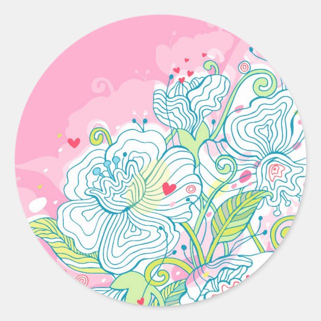 Pegatina Redonda Buenos días sobre mi corazón (Anverso)