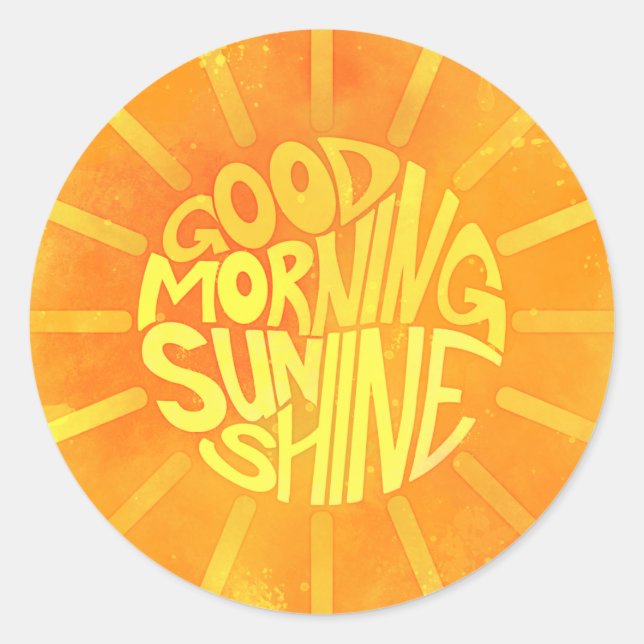Pegatina Redonda Buenos Días, Sunshine! (Anverso)