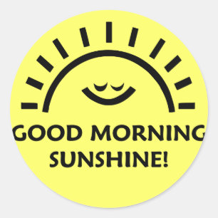 Pegatina Redonda Buenos días Sunshine