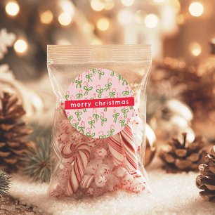 Pegatina Redonda Buenos Navidades Candy Canes Navidad Dulce festivi