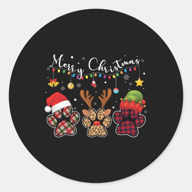 Pegatina Redonda Bufalo repleto de leopardo leopardo Paws Feliz Nav (Anverso)