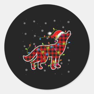 Pegatina Redonda Búfalo Rojo Lobo Santa Navidades Pajamas Mat