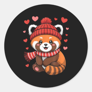 Pegatina Redonda Bufanda de invierno del día de San Valentín de Pan