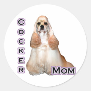 Pegatina Redonda Buff Cocker Spaniel Mom; Cocker Spaniel Mom