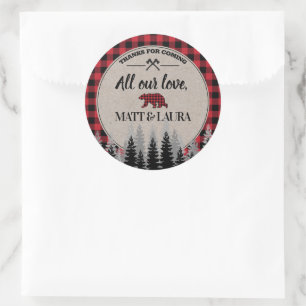 Pegatina Redonda Buffalo Check Lumberjack Gracias