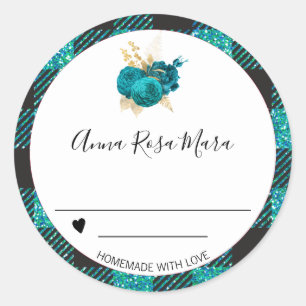 Pegatina Redonda *~* Buffalo Gingham AP30 . Rosas caseros de lata