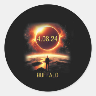 Pegatina Redonda Buffalo New York Ny Total Eclipse Solar 2024 Abril