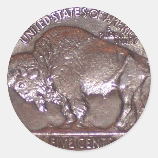Pegatina Redonda Buffalo Nickel (Anverso)