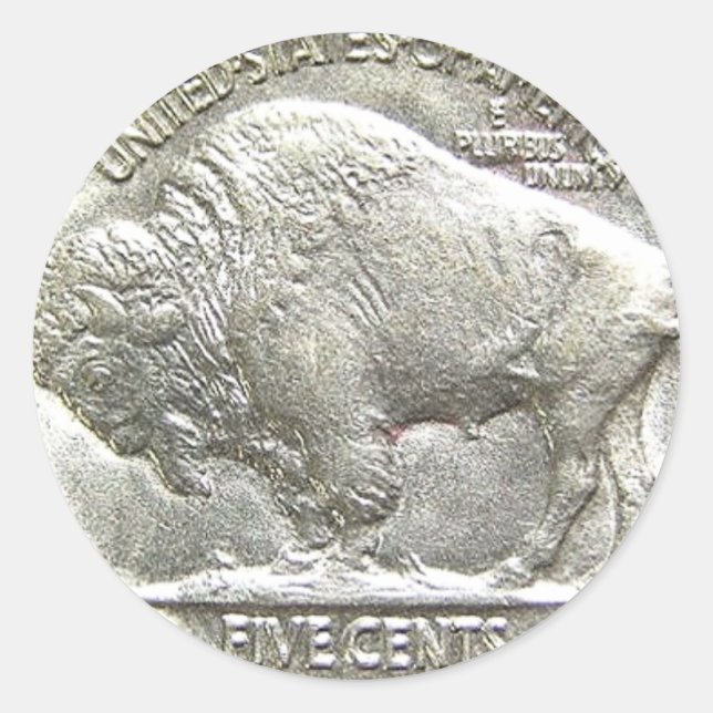 PEGATINA REDONDA BUFFALO NICKEL (Anverso)