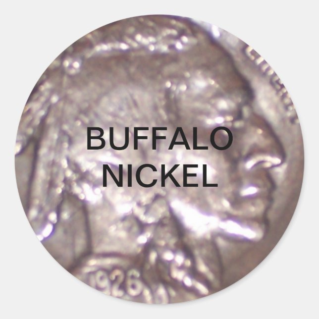 Pegatina Redonda Buffalo Nickel (Anverso)